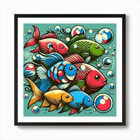 Colorful Fishes Art Print