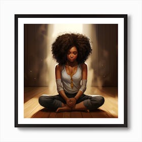 Afro Girl Meditation Art Print