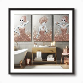 Glamorous glitter Bathroom 2gold Art Print