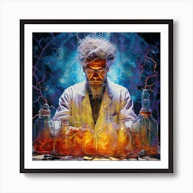 Watercolor Mad Scientist Art Print