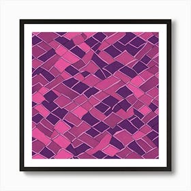 A Tile Pattern Featuring Abstract Geometric Shapes, Rustic Purple And Pink, Flat Art, 197 Art Print