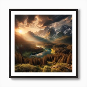 Sunrise In The Mountains 1 Art Print