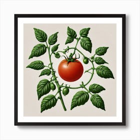 Tomato On A Vine Art Print