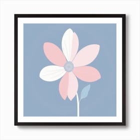 A White And Pink Flower In Minimalist Style Square Composition 514 Art Print