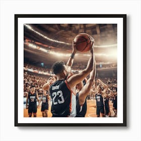 Basketball Players In A Stadium Art Print