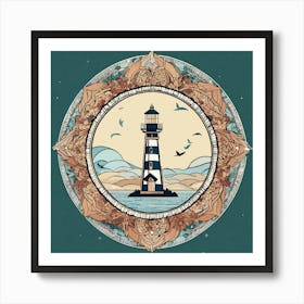 Prairie Lighthouse Mandalas (1) Art Print