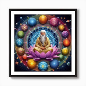 Guru In Lotus Lotus Art Print