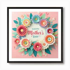 Happy Mother's Day Paper Flower Art Poster