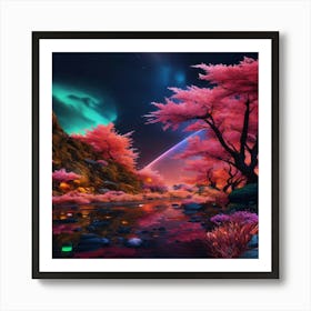 Pink Trees In The Forest Art Print