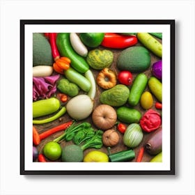 Colorful Vegetables On Wooden Background Art Print