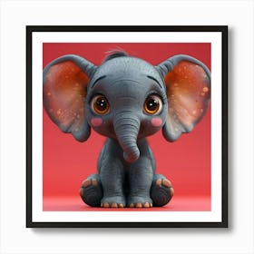 Cute Baby Elephant Art Print