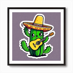 Cactus With Guitar 23 Art Print