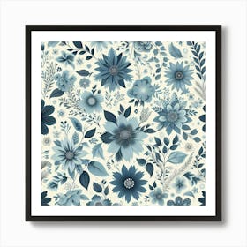 Blue Flowers 3 Art Print