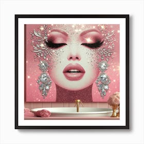 Glamorous glitter Bathroom 2pink Art Print