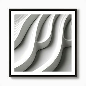 Abstract White Wavy Pattern Art Print