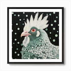 Ohara Koson Inspired Bird Painting Chicken 6 Square Art Print