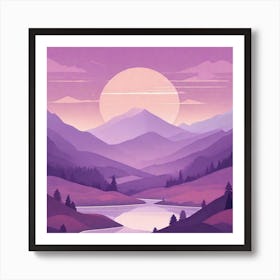 Misty mountains background in purple tone 3 Art Print