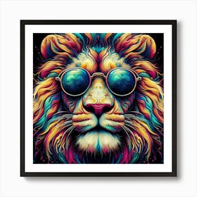 Lion With Sunglasses / Abstract / Trippy Art Print