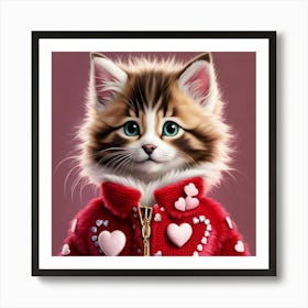 Valentine Kitten Art Print
