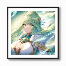 Girl With Green Hair Art Print