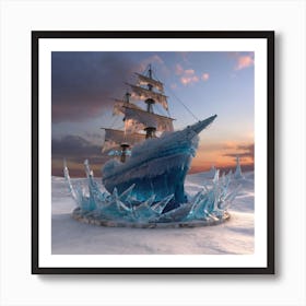 Beautiful ice sculpture in the shape of a sailing ship 27 Art Print