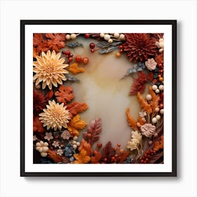 Autumn Leaves Wreath Art Print