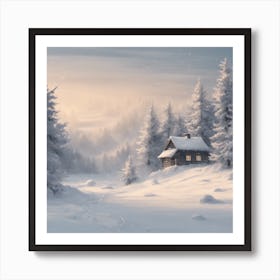 5547 Snowy Winter Wonderland With A Lone Cabin In The D Xl 1024 V1 0 Art Print
