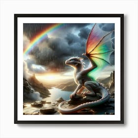 Baby dragon Rain Jewel Art Print