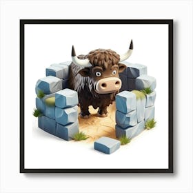 Bull In A Cave Art Print