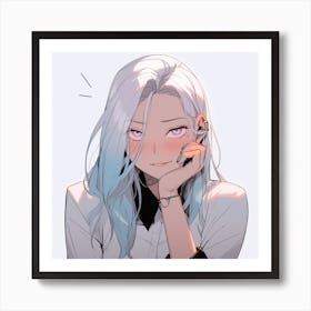 Anime Girl With White Hair 1 Art Print