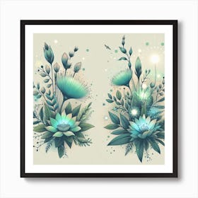 Fantasy Flowers Splash 1 Art Print