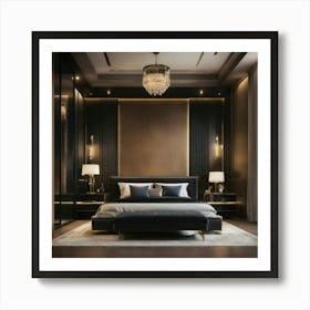 A High End Luxury Bedroom With Black Décor (6) Art Print