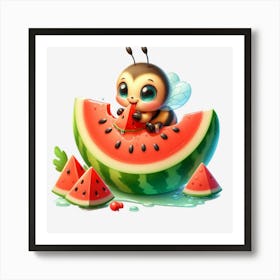 Watermelon Bee Art Print