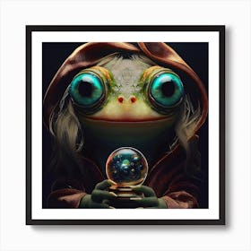 Creepy Fortune Teller Frog Portrait Art Print