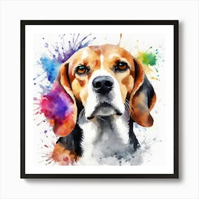 Beagle watercolor painting, National Pet Day! Art Print