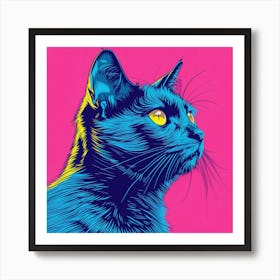 Pop Blue Cat Canvas Print Art Print