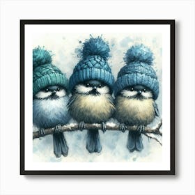 Three Birds In Winter Art Print