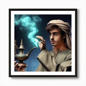 Man With Magic Lamp Art Print