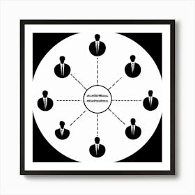 Black Mark On A White Circular Flowchart Graphic Illustration Hand Drawn In Black Ink Representin Art Print