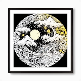 Moon And Stars 12 Art Print
