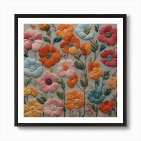 Embroidery Flowers Art Print