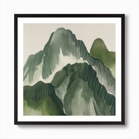 Japanese Watercolour Of Mount Myogi 1 Art Print