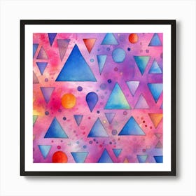 Watercolor Triangles 1 Art Print