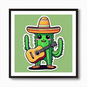 Cactus With Guitar 5 Art Print