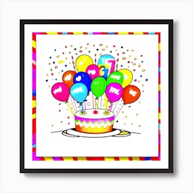 Birthday Card With Balloons Art Print