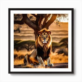 Lion In The Savannah 15 Art Print