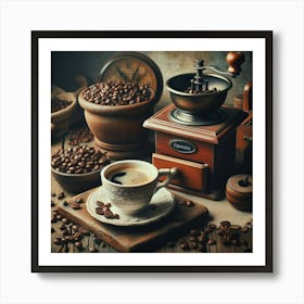 Coffee And Coffee Beans 2 Art Print