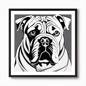 Bulldog, Black and white illustration, Dog drawing, Dog art, Animal illustration, Pet portrait, Realistic dog art Art Print