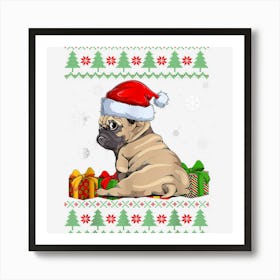 Funny Pug Christmas Santa Hat Ugly Dog Lover X Mas Pajama Art Print