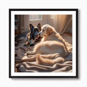 A Photography Masterpiece Of Your Beloved Fur Babies Embraced In A Loving Pose Within The Comfort O Art Print